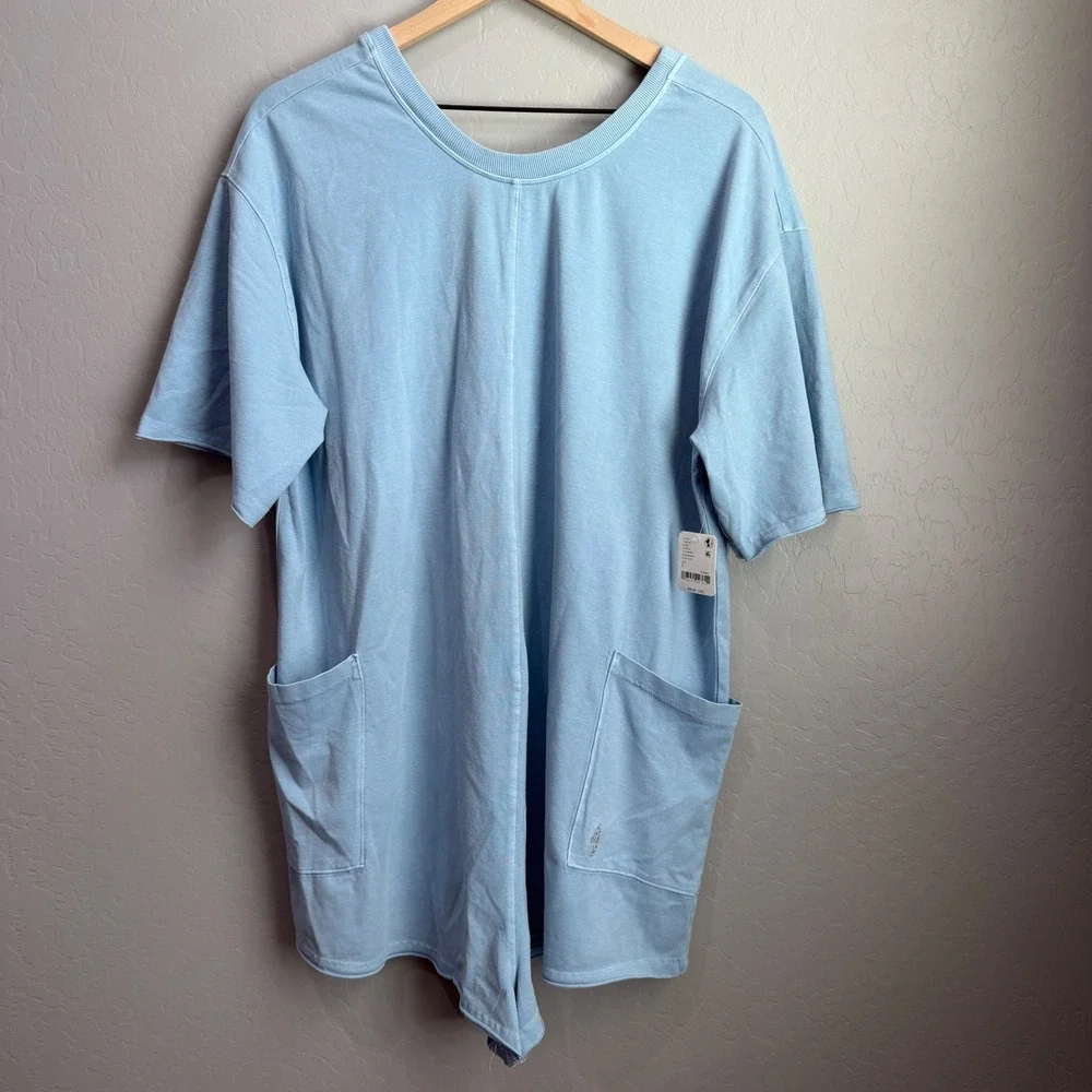 FP Movement Free‎ People Hot Shot Tee Romper Steel Blue Size Large NWT - Picture 5 of 8